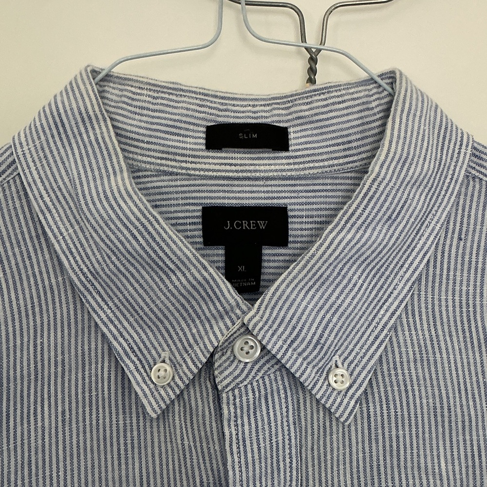 J. Crew Men’s Slim Blue Stripe Button-Down Shirt